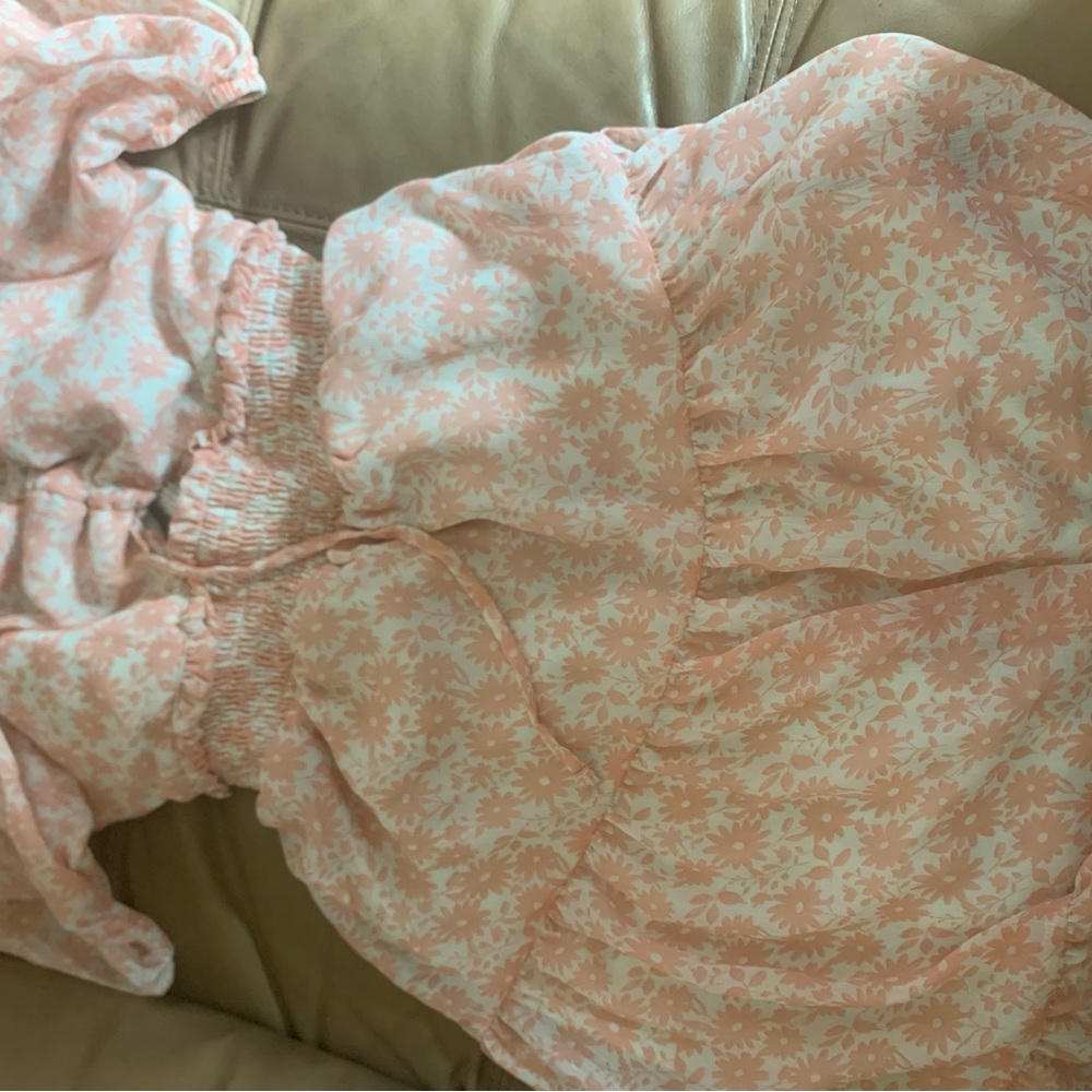 Floral Peach and White Dress